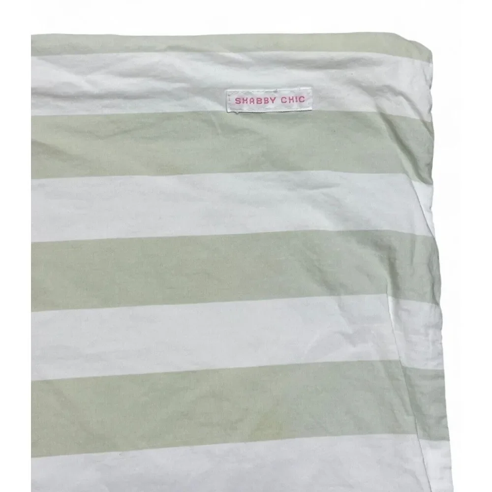 Vintage Shabby Chic Rachel Ashwell Couture Euro Sham Stripe Cotton Green 26x26